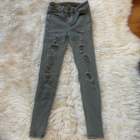 American Eagle Jeggings - Olive Green/Military Green - Picture 1 of 3